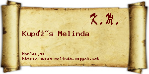 Kupás Melinda névjegykártya